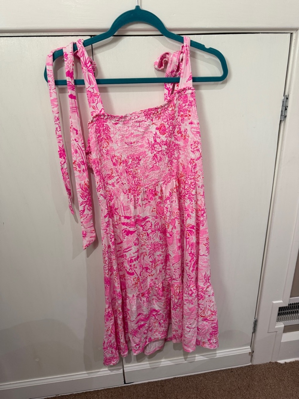 Lilly Pulitzer Pink & White Floral Tie-Shoulder Sundress